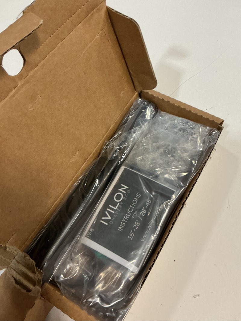 Condition photo showing New/Like New for Ivilon Drapery Window Curtain Rod - End Cap Style Design 1 Inch Pole. 28 to 48 Inch Color Black 28 to 48 in.