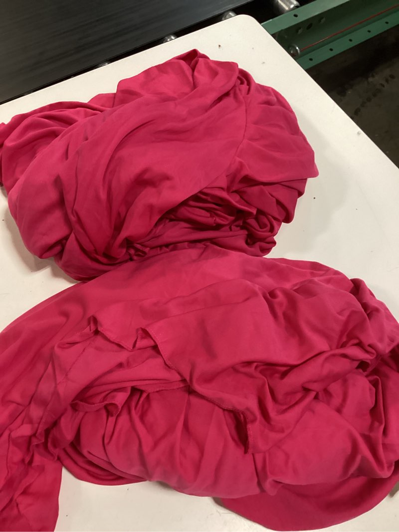 Condition photo showing Good Condition for 2 packs hot pink tableclothes for 4 foot rectangle tables, wrinkle free fitted table cloth 4ft stretch table cover with skirt for parties weddings birthday banquet baby shower hot pink 4ft-2 packs