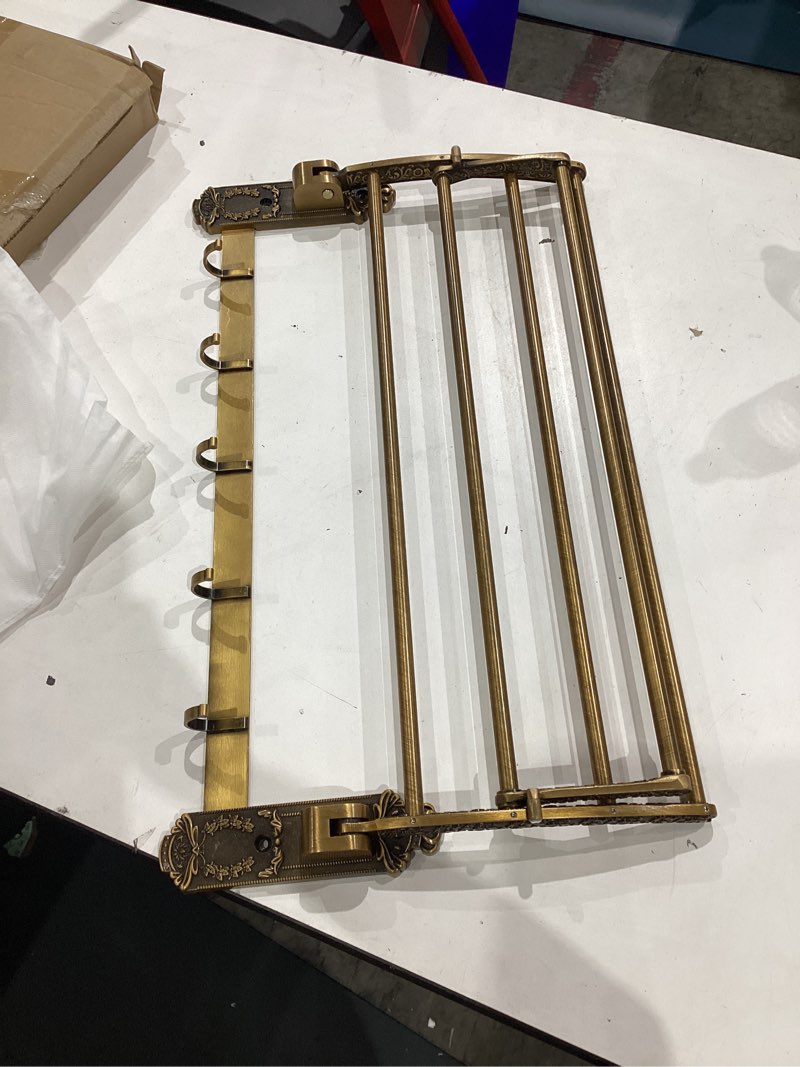 Condition photo showing Good Condition for towel rail bathroom towel rack wall mounted towel holder,aluminum foldable antique brass bath towel rack,active bathroom towel holder,double towel shelf with hooks,bathroom accessories