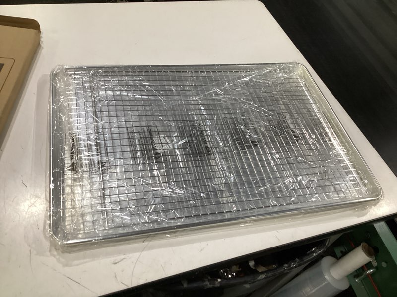 Condition photo showing New/Like New for 24 inch baking sheet pans with rack set, natural aluminum cookie sheet, extra large commercial quality baking sheet pan set, warp resistant nonstick thick cookie tray pans for baking, roasting