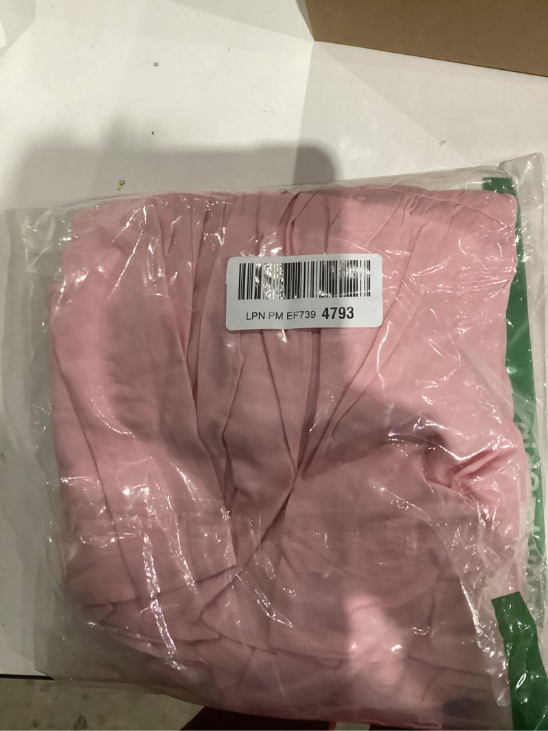 Condition photo showing New/Like New for Fangetey Women's V-Neck Tunic Dresses Short Sleeve Button Down Loose Casual Summer Short Flowy Swing Dress Medium Pink