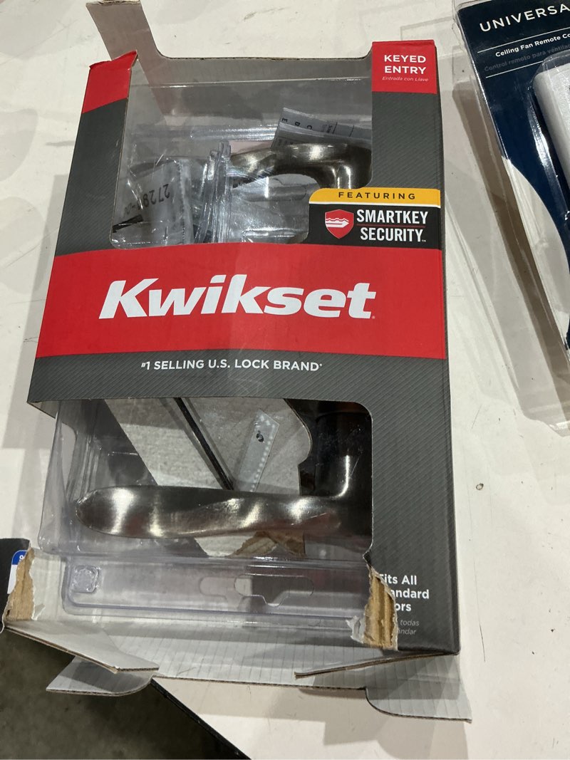 Condition photo showing Good Condition for kwikset smartkey tustin satin nickel entry door knob kw1 1-3/4 in.