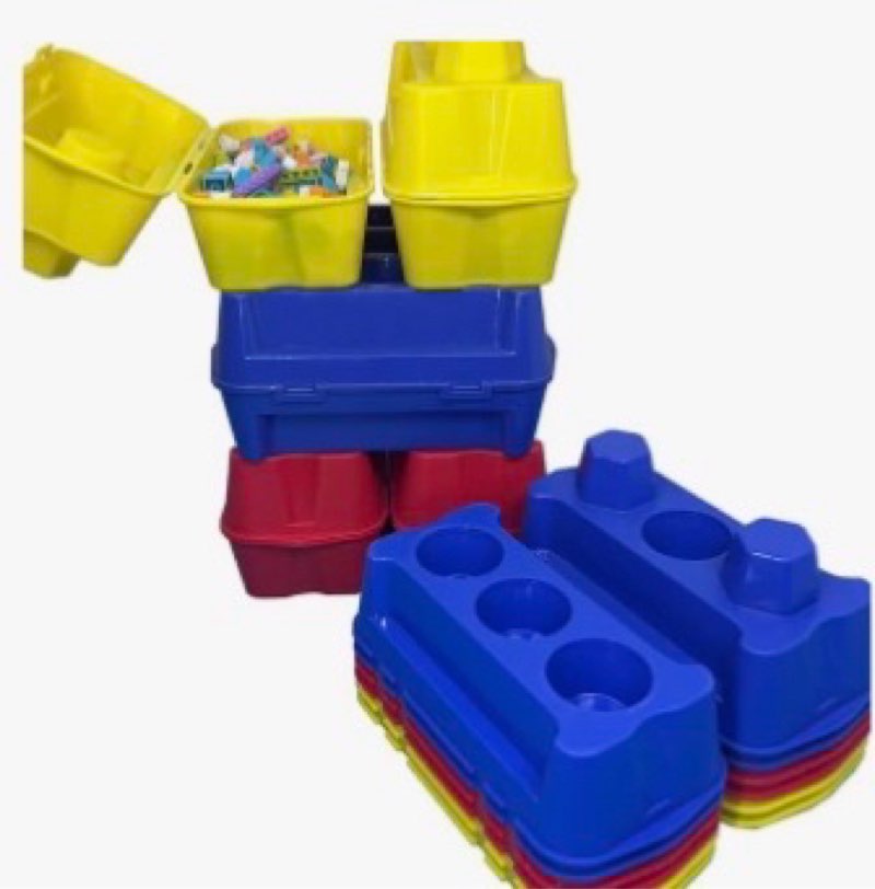 PSXTCU Stacking Storage Prize Box bin for Classroom bin for Organization?3 Color,12pack,9.45''x6.31'