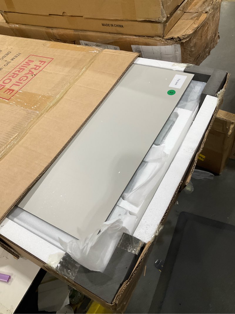 Condition photo showing Good Condition for 20x26 inch beveled aluminum medicine cabinet with mirror, assembly needed, recessed/wall mount, 2 adjustable tempered glass shelves, bathrroom medicine cabinet, side mirror, reversable door