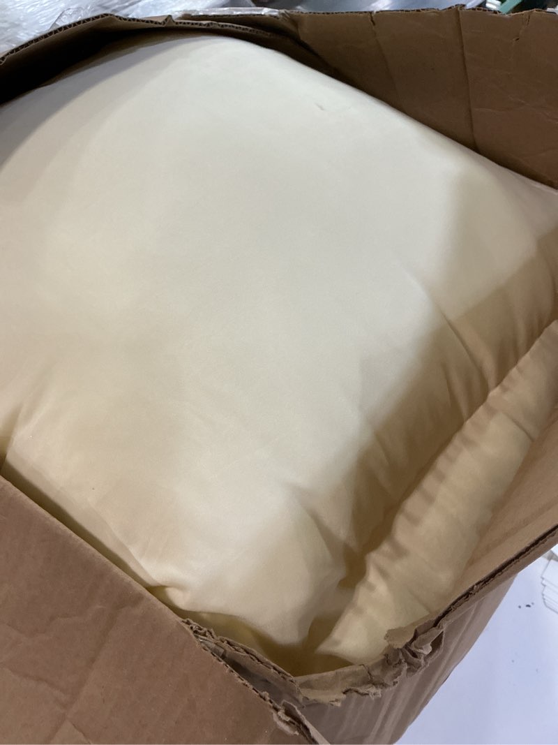 Condition photo showing Good Condition for egg chair cushion replacement 47x31.5x4.7 inch -thicken foldable removable waterproof egg chair cushions with headrest, outdoor hanging chair cushion, patio swing cushions beige