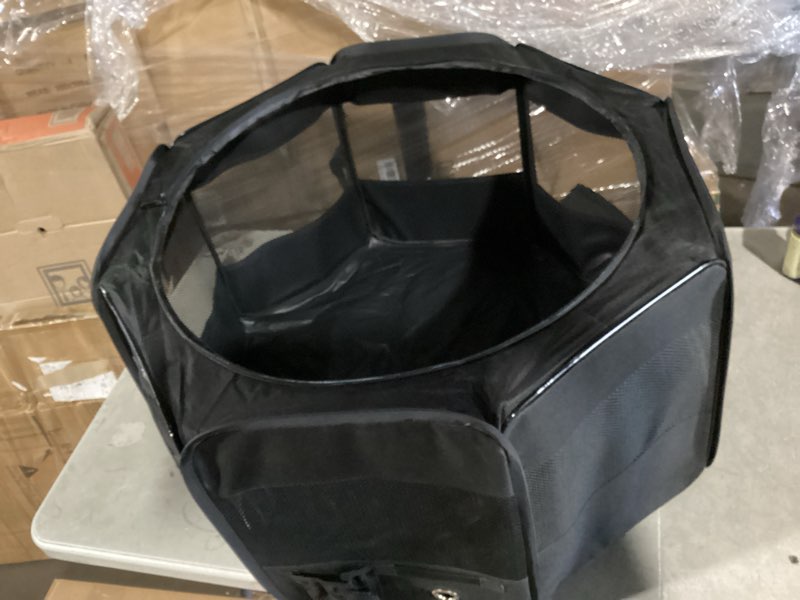 Condition photo showing As Is for donoro dog playpen portable pet play pens for small dog/cat/rabbit/chicks, cat playpen indoor/outdoor with carring case, removable zipper top and bottom (black, medium (36"x36"x20"), 8) black 8 medium (36"x36"x20")