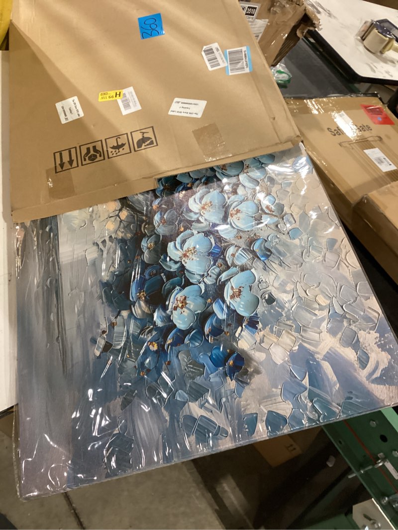 Condition photo showing New/Like New for crmotu Tree of Life Large Wall Art, Blue Tree Oil Paintings Art Prints, Blooming Flowers Canvas Wall Decor, Modern Abstract Wall Pictures for Living Room Bedroom Bathroom Home Office 20"X40" 40"L x 20"W Oil-painted Tree