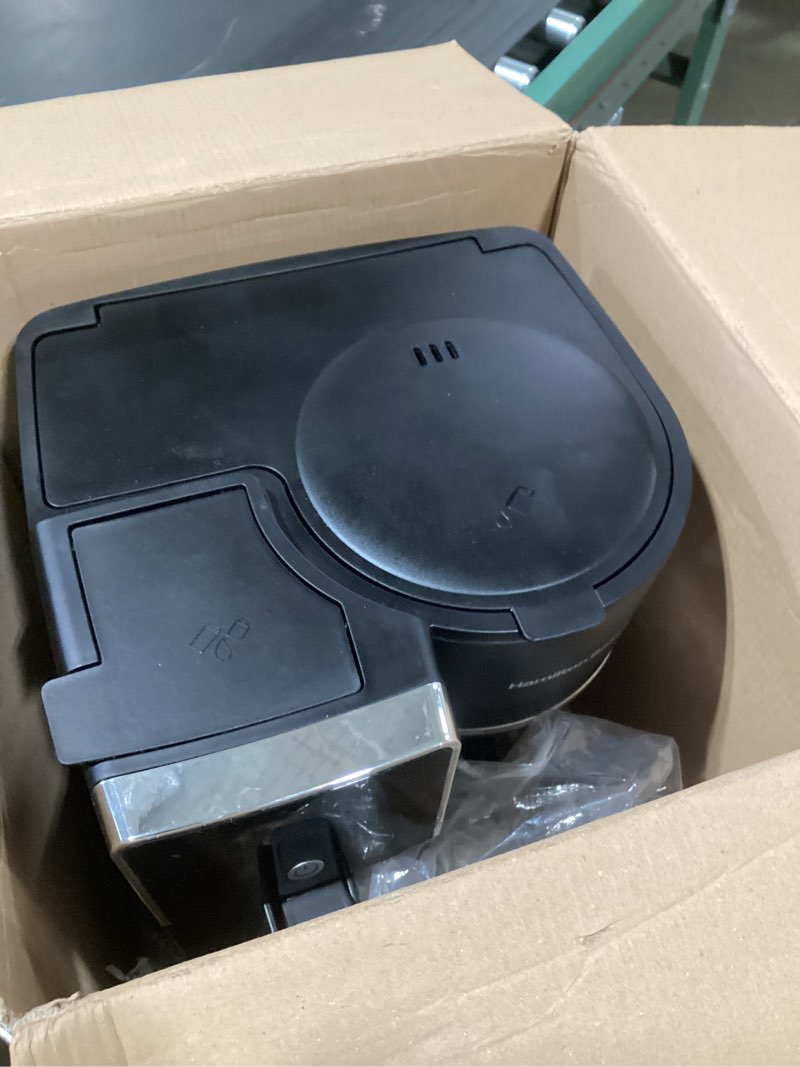 Condition photo showing As Is for Hamilton Beach 2-Way 12 Cup Programmable Drip Hot and Iced Coffee Maker & Single Serve Coffee Machine, Glass Carafe, Auto Pause and Pour, Black (47500J)