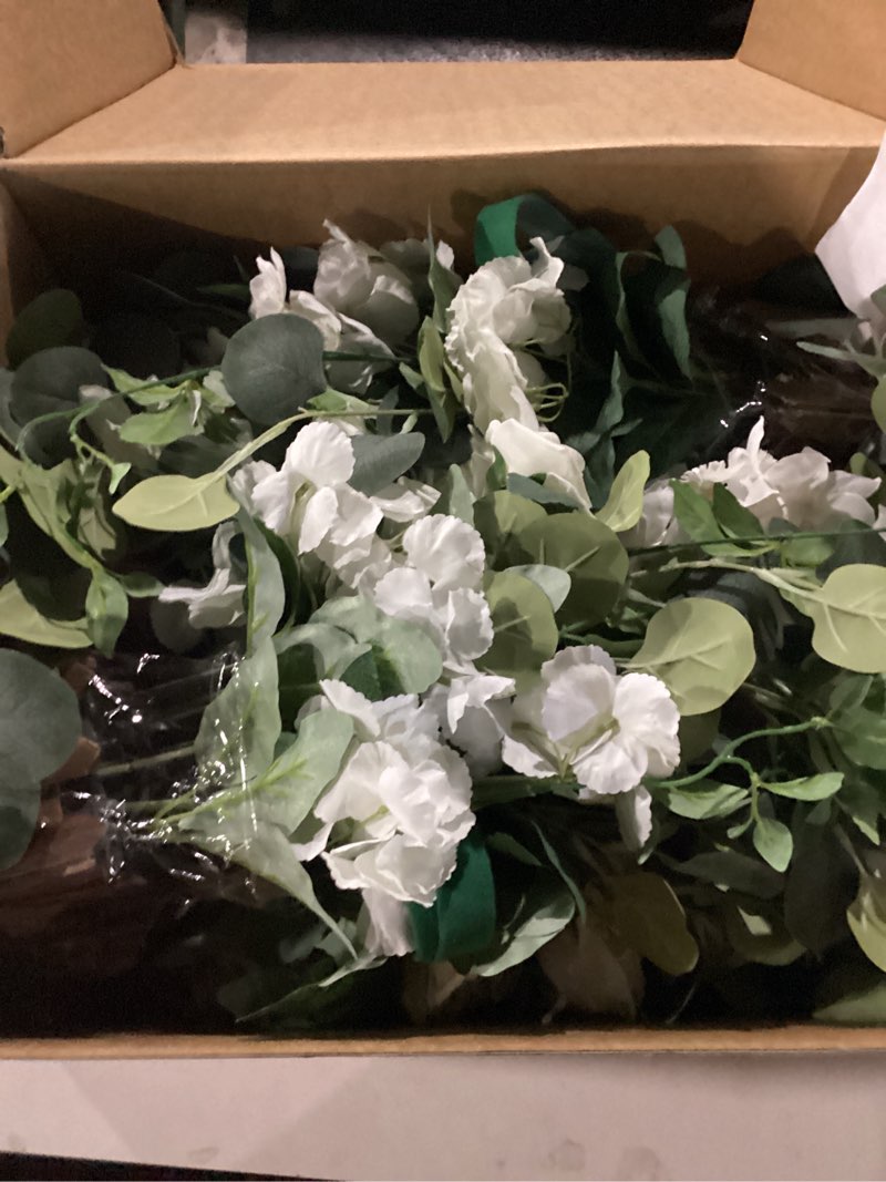 Condition photo showing Good Condition for Ling's moment 17.5" Tall Standing Artificial Flowers Arrangements 4 pcs Wedding Aisle Runner Chair Decorations White Sage Centerpieces for Ceremony Reception Rose Floral Party Outdoor Decor Wht-white & Sage