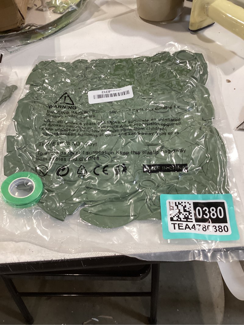 Condition photo showing New/Like New for 150pcs sage green balloons different sizes pack, 18 12 10 5 inch party balloon garland arch kit for birthday dinosaur baby shower jungle forest theme party decorations(with 2 ribbons)
