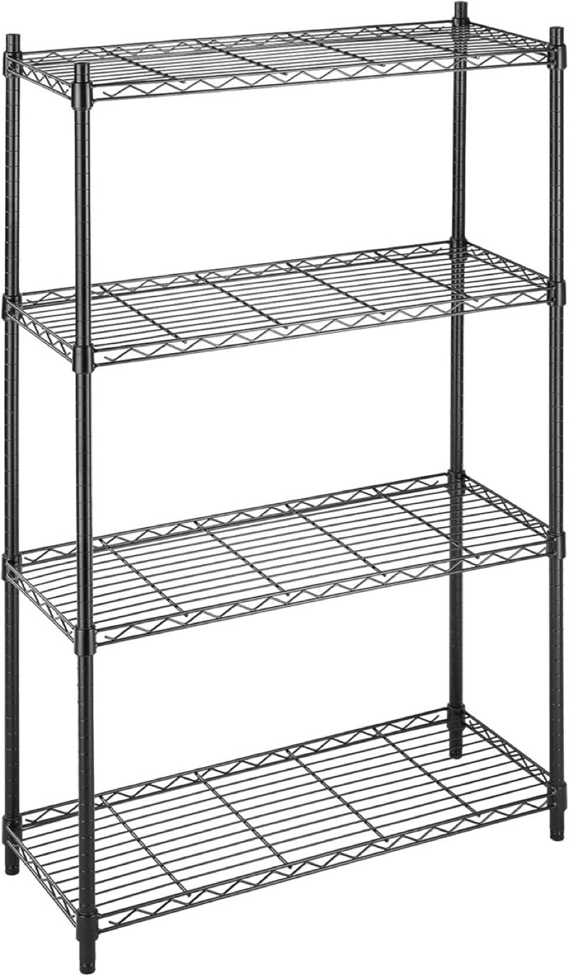 Whitmor 4 Tier Storage Shelves, Heavy Duty Metal Shelving, 400 lbs Capacity per Shelf, 1600 lbs Tota color black 