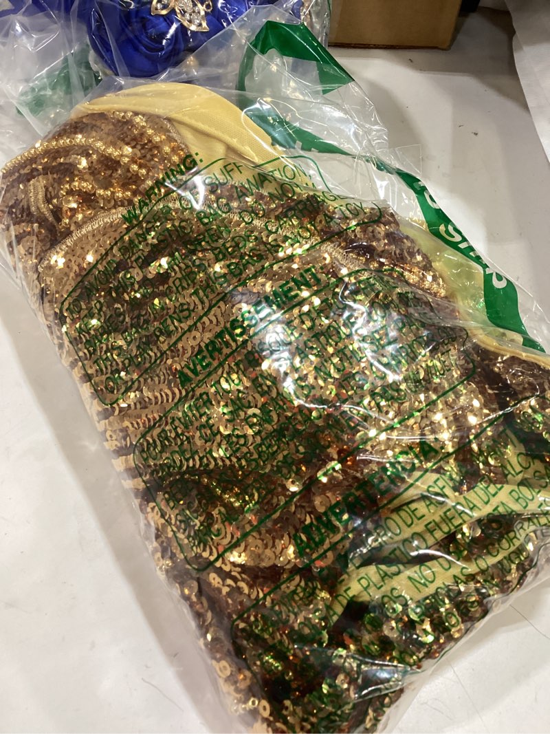 Condition photo showing Good Condition for shawgobow sequin dress for women,glitter sparkly backless bodycon mini dresses,sexy concert outfits prom homecoming gold small