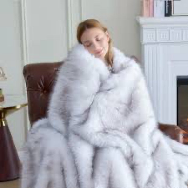 GEMBED Fluffy Faux Fur Throw Blanket – Super Soft Warm Thick Plush Blanket for Bed, Couch & Office, 