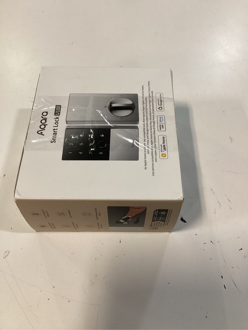 Condition photo showing New/Like New for aqara smart lock u100, fingerprint keyless entry door lock with apple home key, touchscreen keypad, smart electronic deadbolt, ip65 weatherproof, supports apple homekit, alexa, google, ifttt, silver