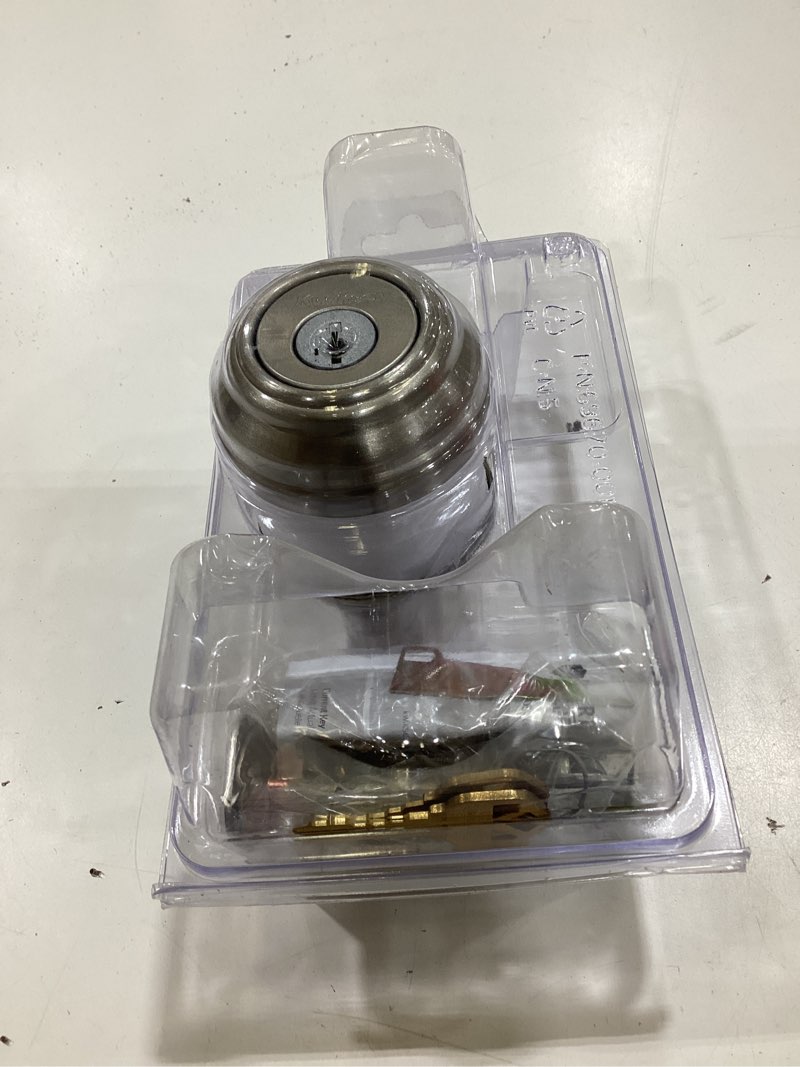Condition photo showing As Is for kwikset smartkey satin nickel metal deadbolt