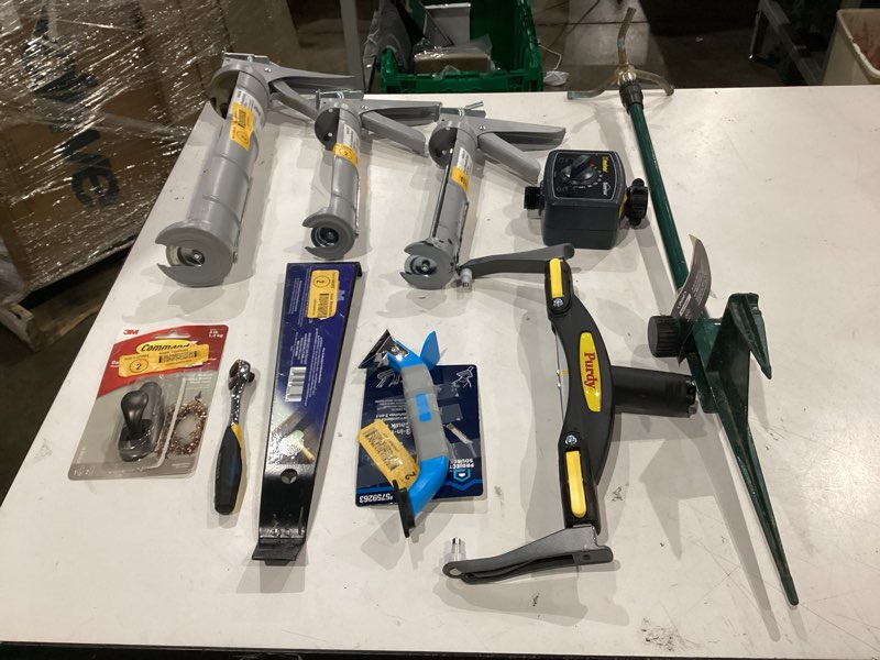 Condition photo showing As Is for assorted home improvement lot (small tools, screw, home accessories, etc.)