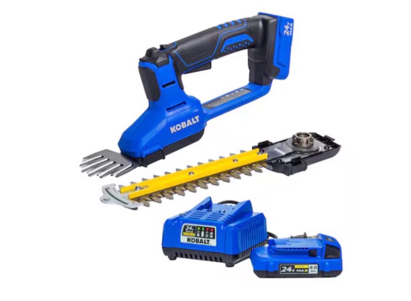 kobalt 24-volt 8-in battery hedge trimmer 2 ah battery included , charger included