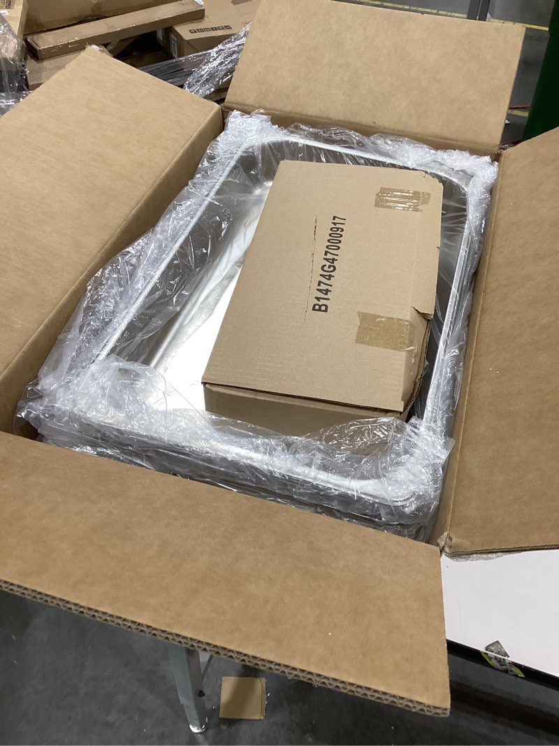 Condition photo showing As Is for ROVSUN Chafing Dishes for Buffet 4 Pack, 9QT Chafing Dishes [Elegant Gold & Silver] with Rolled-Edge Design, Catering Chafer Warmer Set with Folding Frame for Party Wedding Banquet