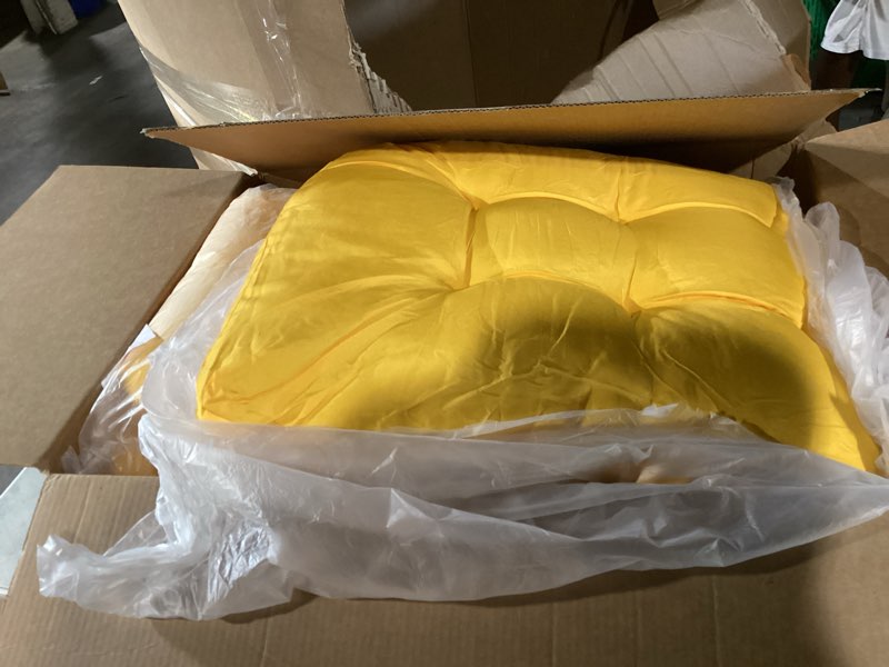 Condition photo showing Good Condition for gnostik 2 pcs outdoor seat cushions, yellow waterproof u shaped outdoor chair cushions patio chair seat pads for porch, garden furniture, 18.6"x18.6" yellow 18.6 x 18.6in