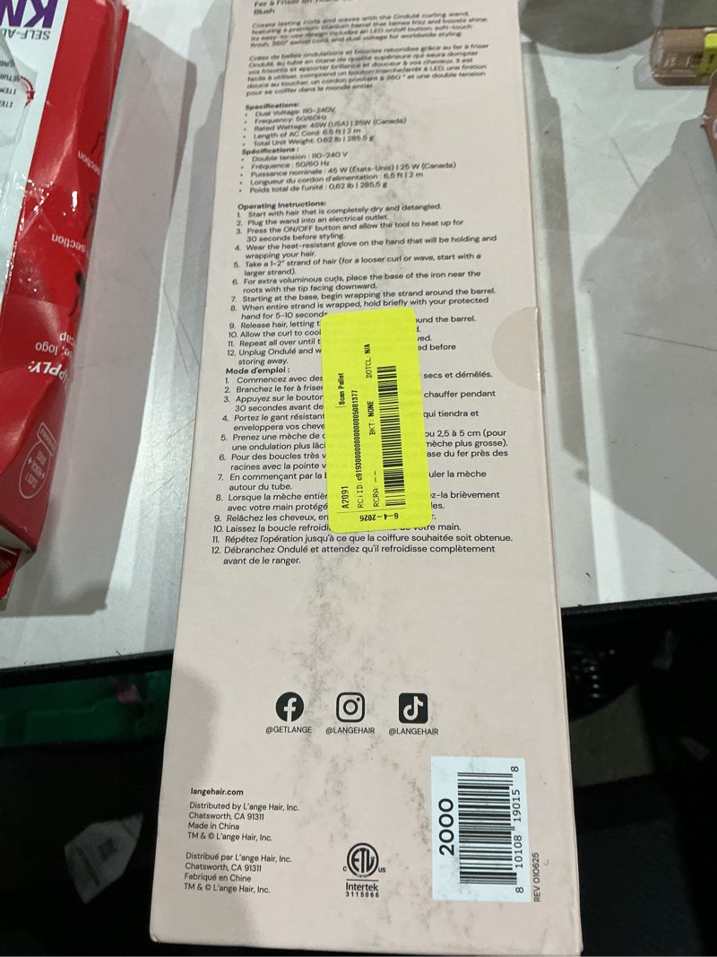 Condition photo showing Good Condition for l'ange hair ondulé ceramic curling wand | salon hair styling wands for beach waves