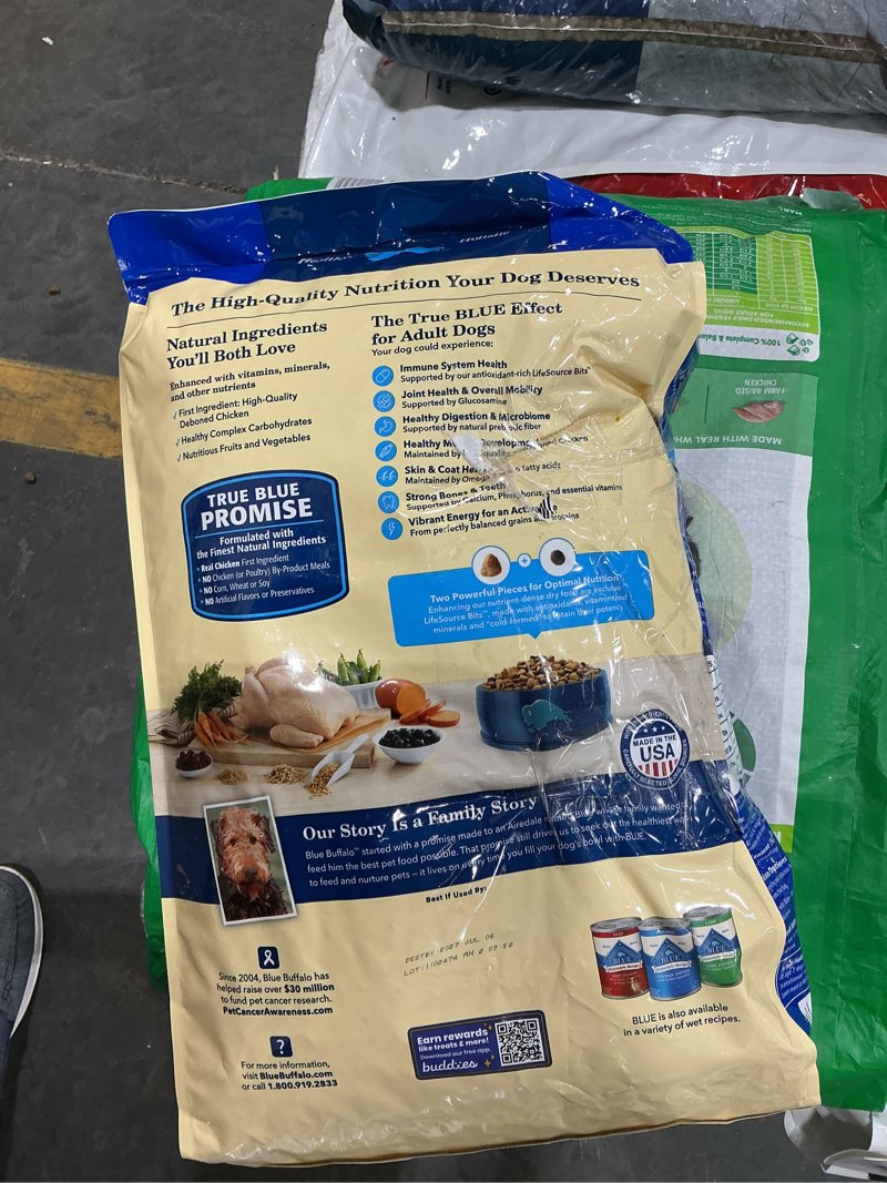 Condition photo showing Good Condition for blue buffalo life protection formula adult dry dog food, helps build and maintain strong muscles, made with natural ingredients, chicken & brown rice recipe, 15-lb. bag