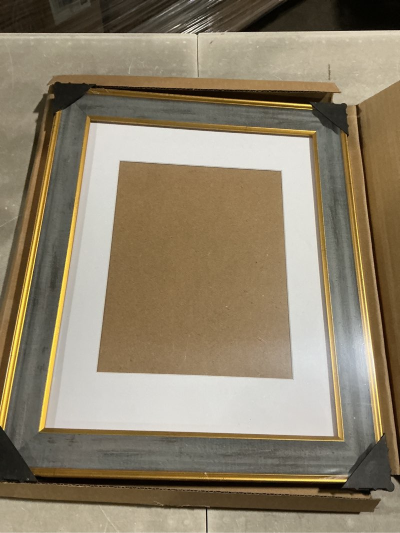 Condition photo showing Good Condition for golden state art,16x20 ornate picture frame with white mat for 11x14 photo or display 16 x 20 prints without mat color blue gold (plexiglass front) 16x20 blue gold