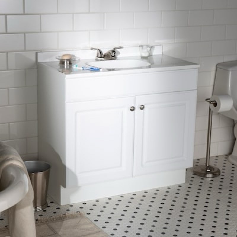 project source 36-in white single sink bathroom vanity with white cultured marble top