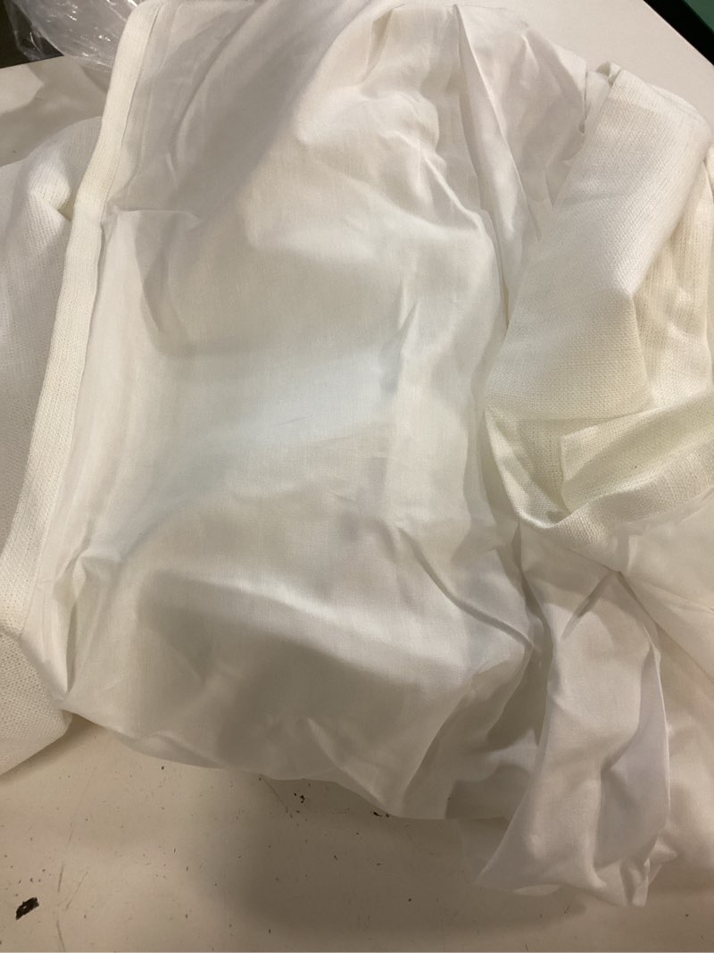 Condition photo showing As Is for heavyweight european linen room darkening curtain white 48”x96”