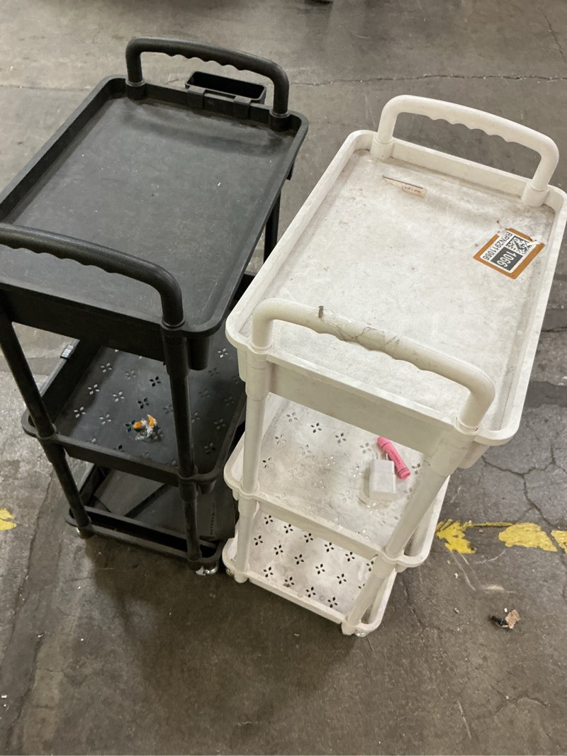 Condition photo showing As Is for 2pack utility trolley for kitchen and bathroom sturdy material convenient mobility elegant design