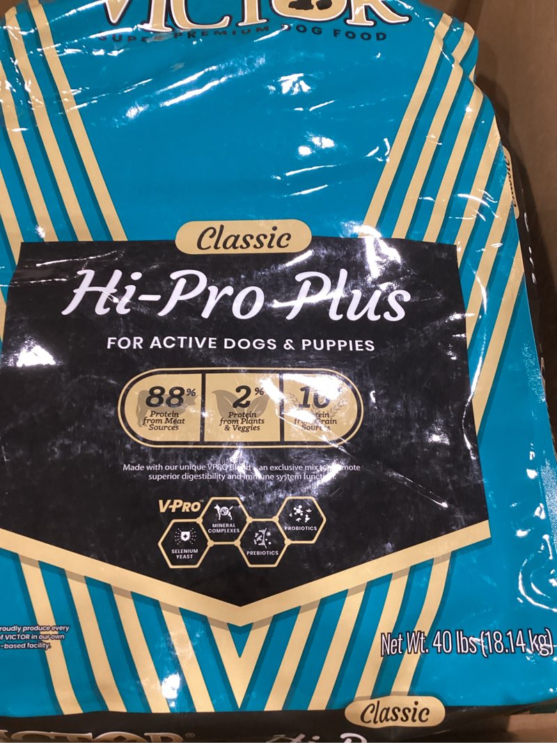Condition photo showing Good Condition for VICTOR Super Premium Dog Food – Hi-Pro Plus Dry Kibble – High Protein Dog Food with 30% Protein – Beef, Chicken, Pork, Fish Meals, Gluten Free - for High Energy and Active Dogs & Puppies, 40lbs Original Formula 40 Pound (Pack of 1)