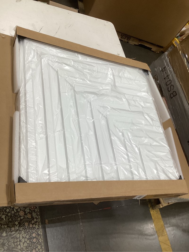 Condition photo showing As Is for art3d 24-pack drop ceiling tiles 2x2 ft, pvc 3d textured panels for interior wall decor living room bedroom office, 24x24 inch, white 24"x24" white 24