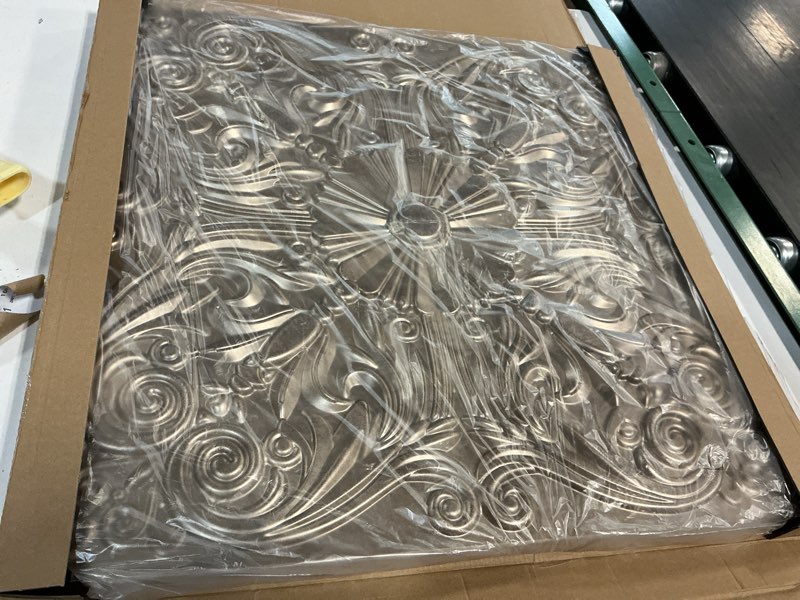Condition photo showing Good Condition for art3d decorative ceiling tile 2x2 glue up, lay in ceiling tile 24x24 pack of 12pcs spanish floral in antique gold 24"x24" antique gold