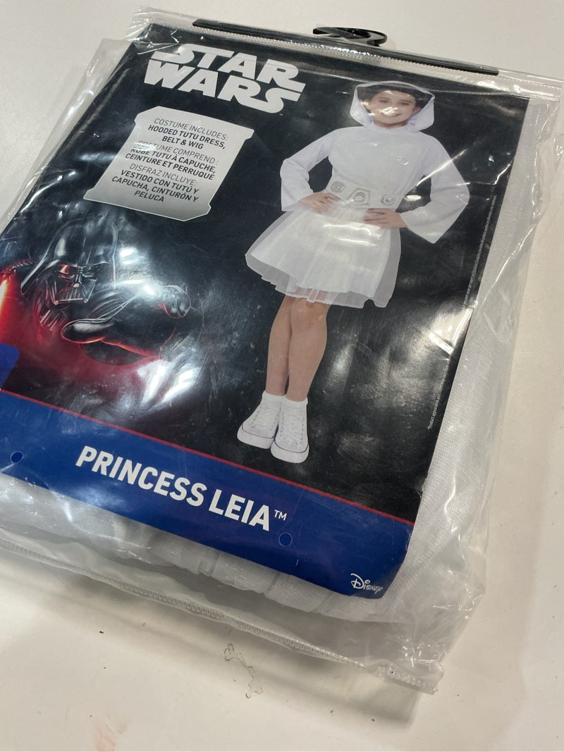 Condition photo showing New/Like New for (Size:L)Star Wars Princess Leia Official Youth Halloween Dress - Premium Quality Printed Dress with Wig and Belt L (12-14)