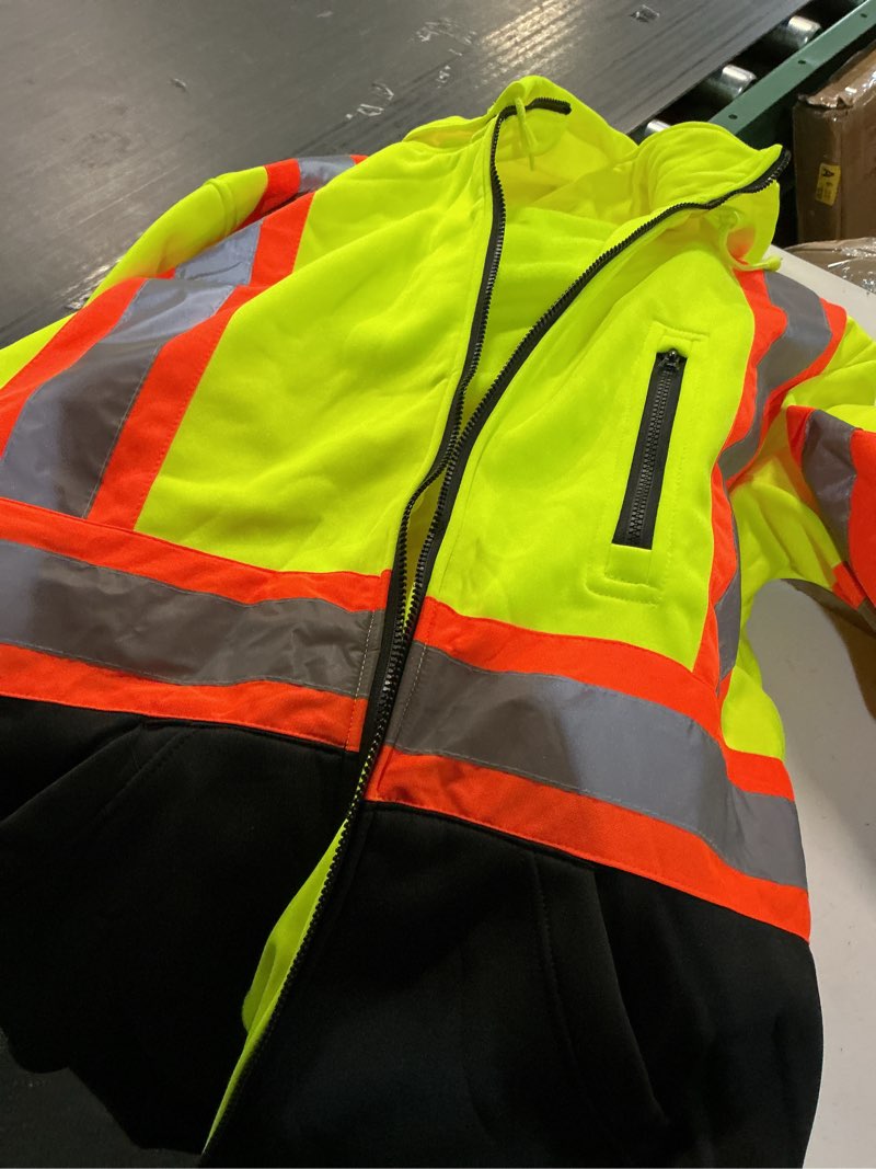 Condition photo showing Good Condition for vendace high visibility ansi class 3 reflective safety fleece sweatshirt hoodie for men with detachable hood(yellow,3xl) 3x-large yellow-detachable hood