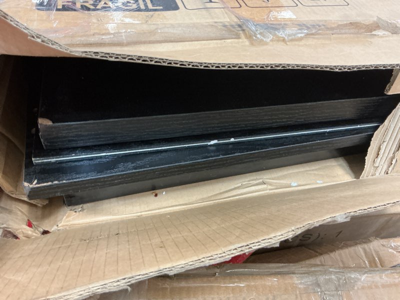 Condition photo showing As Is for Henn&Hart Tillman Rectangular TV Stand for TV's up to 80" in Black Grain | Rectangular, for TV's, in Black Grain Black Grain 68" Wide