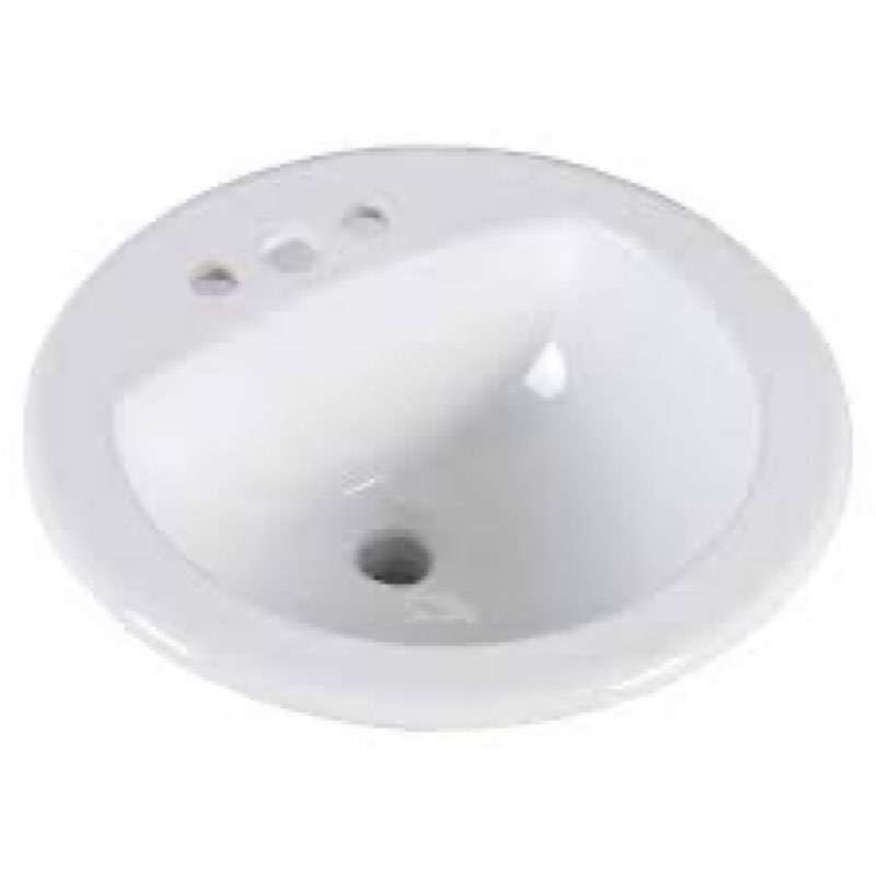 KINGSMAN 19 Inch Durable Round Topmount/Self Rimming/Drop In Vitreous Ceramic Lavatory Vanity Bathroom Sink - Pure White (19\")