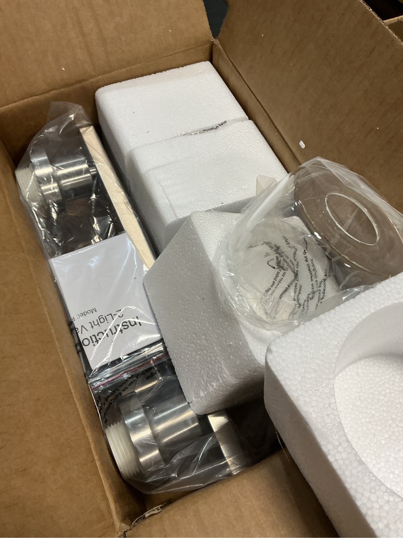 Condition photo showing New/Like New for ascher 2-light wall sconces, modern vanity light fixture with clear glass shade, matt nickel wall light for mirror bedroom hallway, e26 base (bulbs not included)