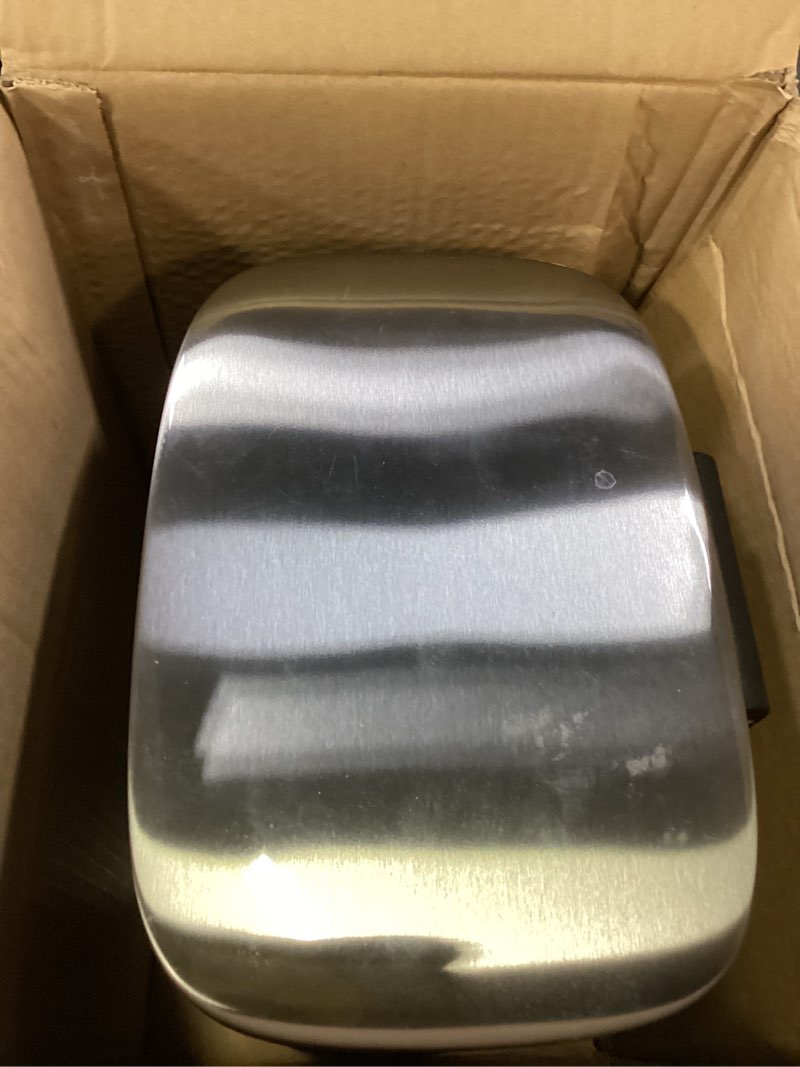 Condition photo showing Good Condition for amazon basics small trash can, 3.1 gallon (12l), smudge resistant rectangular bin with soft-close lid, step foot pedal, removable inner bucket, brushed stainless steel, satin nickel finish satin nickel small, 12l/3.2 gal