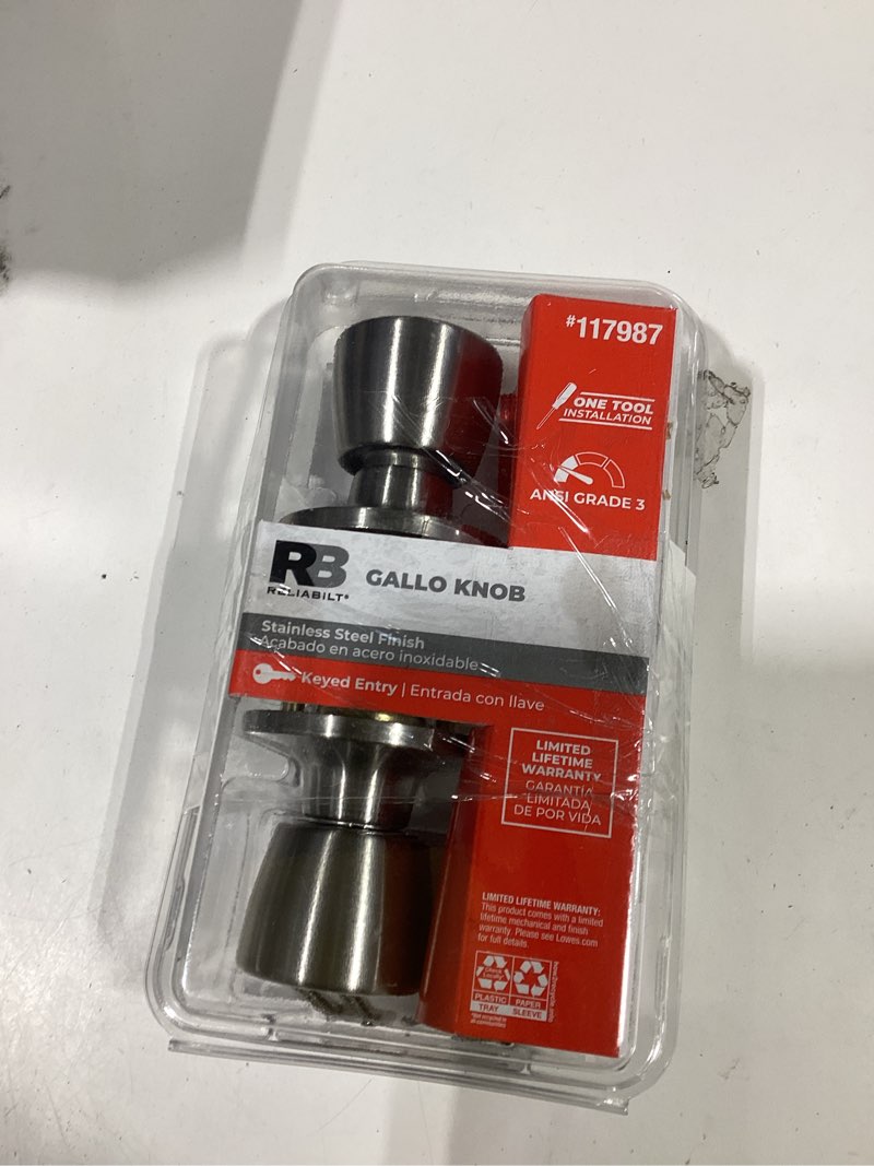 Condition photo showing Good Condition for reliabilt gallo stainless steel exterior keyed entry door knob