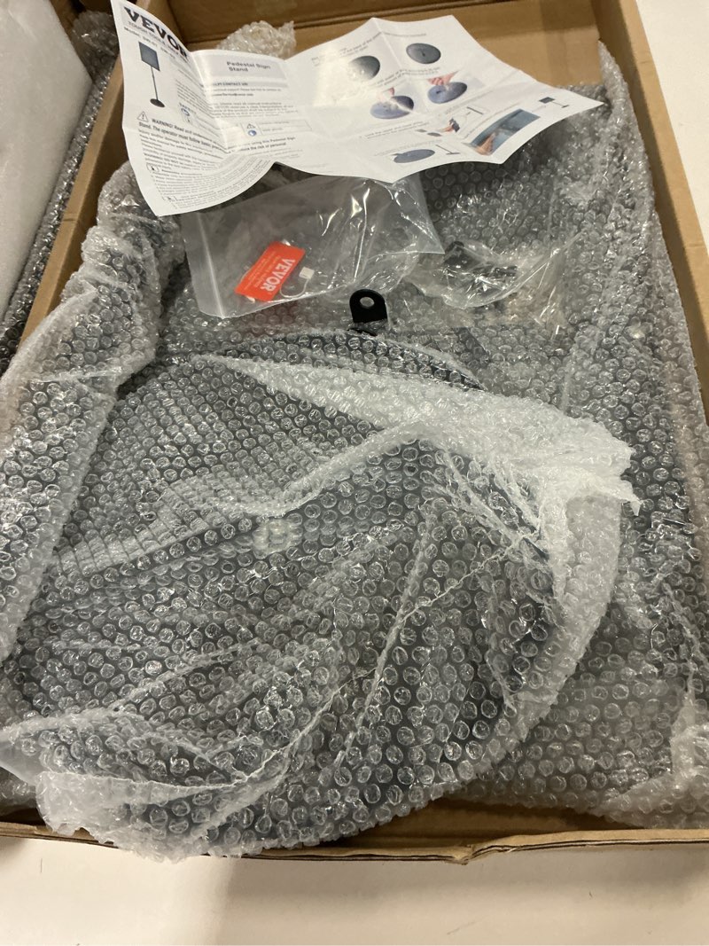 Condition photo showing Good Condition for 11x17 Sign Stand with Height-Adjustable Post, Top-Loading Sign Frame Includes PVC Backer and 2 Non-Glare Lenses for Double-Sided Presentations, Aluminum (Black)  