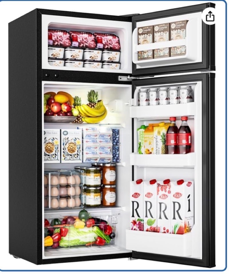 euhomy mini fridge with freezer, 4.5 cu.ft mini refrigerator fridge, 2 door for bedroom/dorm/office/apartment - food storage or cooling drinks, black
