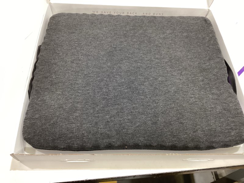 Condition photo showing Good Condition for purple back cushion | pressure reducing grid designed for ultimate comfort | designed for chairs, gaming, and travel | made in the usa