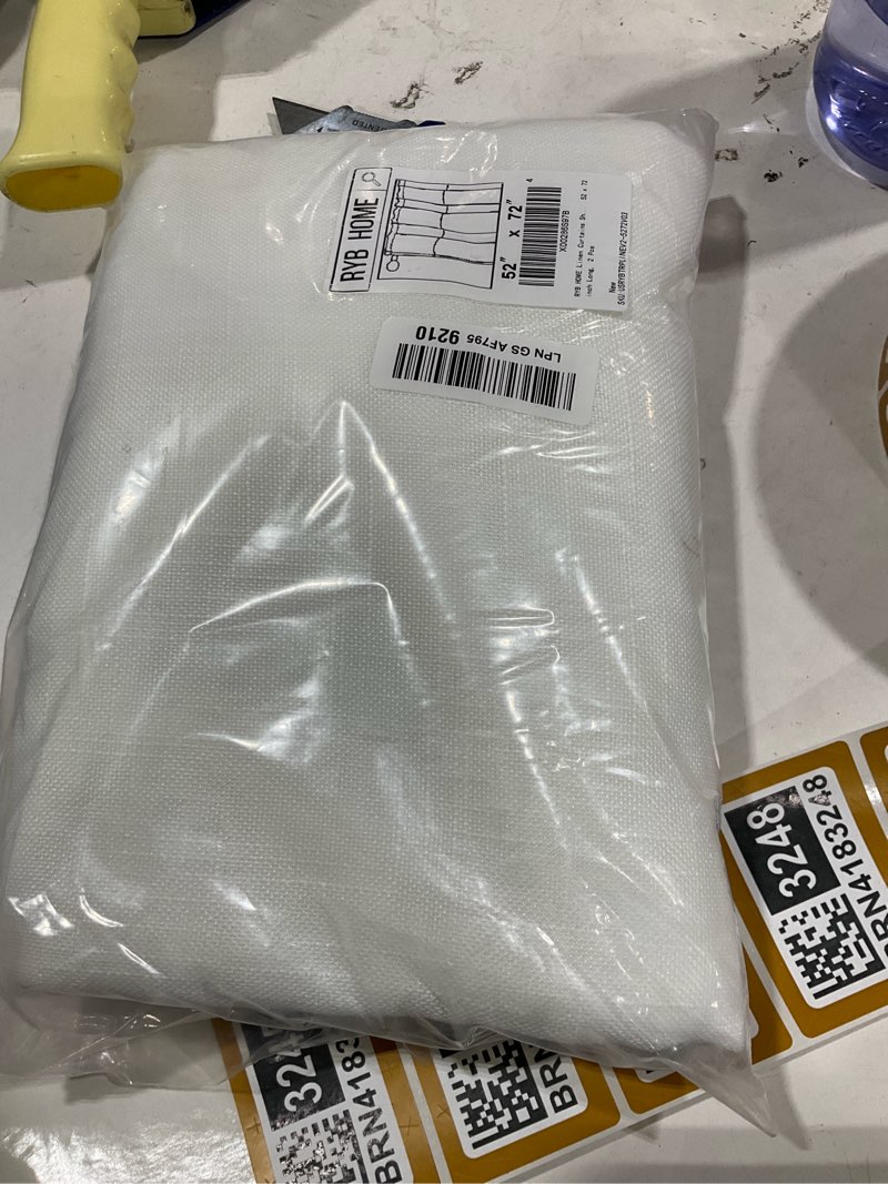 Condition photo showing Good Condition for ryb home linen curtains sheer - half privacy white semi sheer drapes light airy for bedroom living room wedding ceremony study office, 52 x 72 inch long, 2 pcs 52"w x 72"l (pack of 2) white