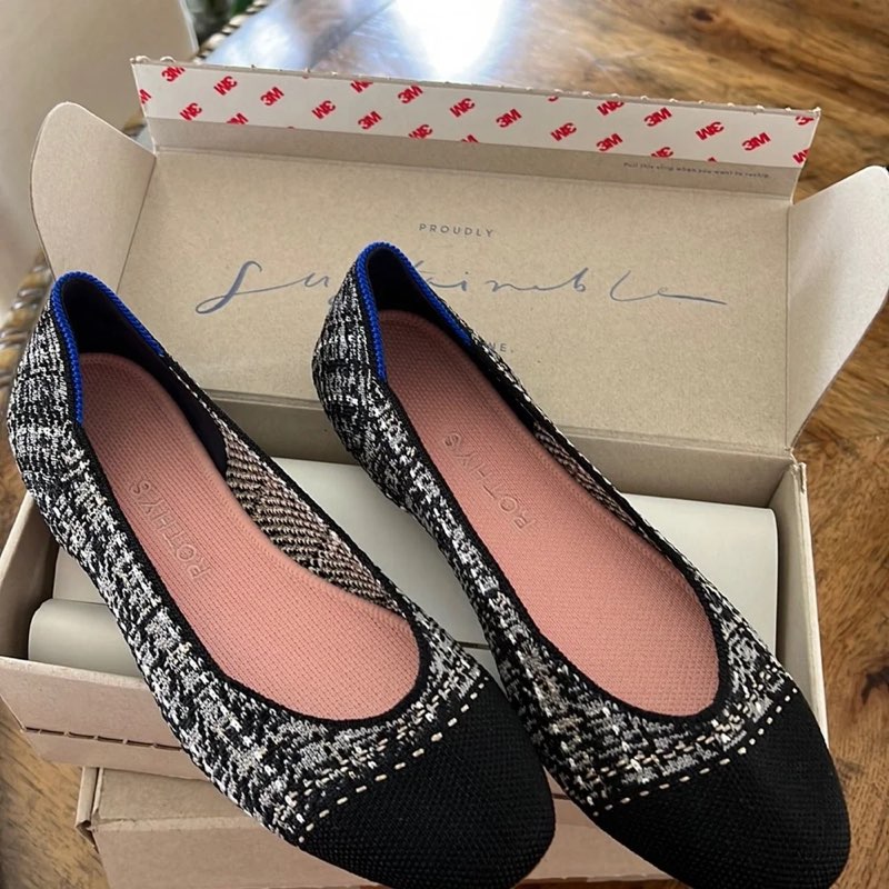 rothys limited edition barely worn tweed flats ( size 7