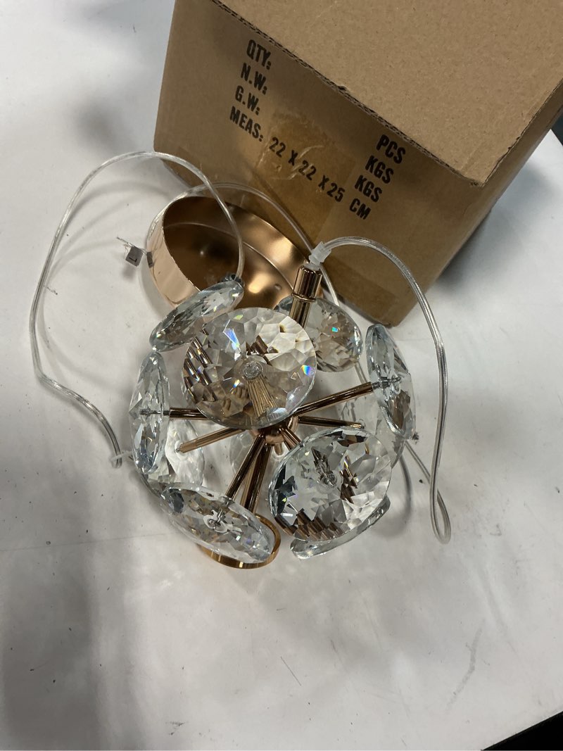 Condition photo showing As Is for ykolupty Pendant Lights Kitchen Island Crystal Globe Chandelier LED Gold Island Light Crystal  1 piece 