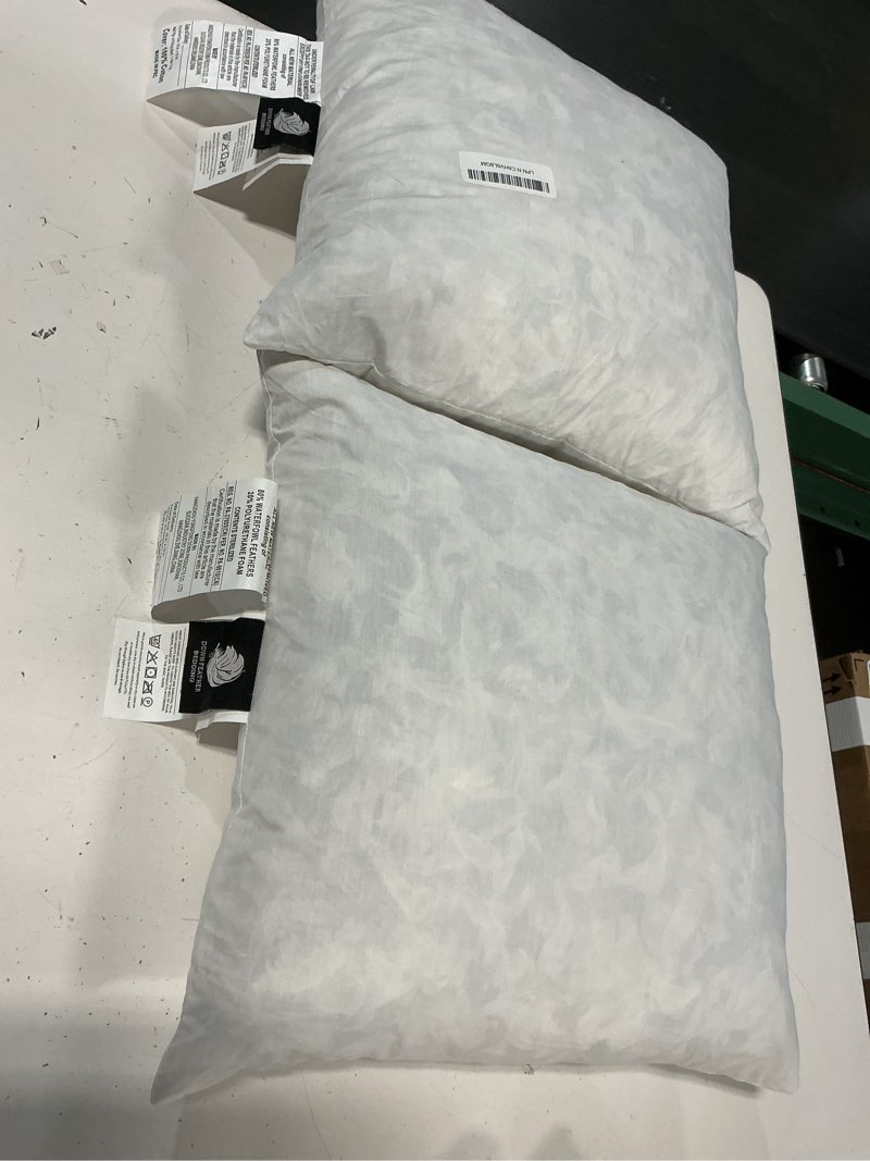 Condition photo showing Good Condition for feathers down throw pillow inserts 16 x 16, set of 2, 100% organic cotton shell, soft decorative square pillows insert for living room sofa, couch, or bed (white) 16x16 inch(pack of 2) white(pack of 2)
