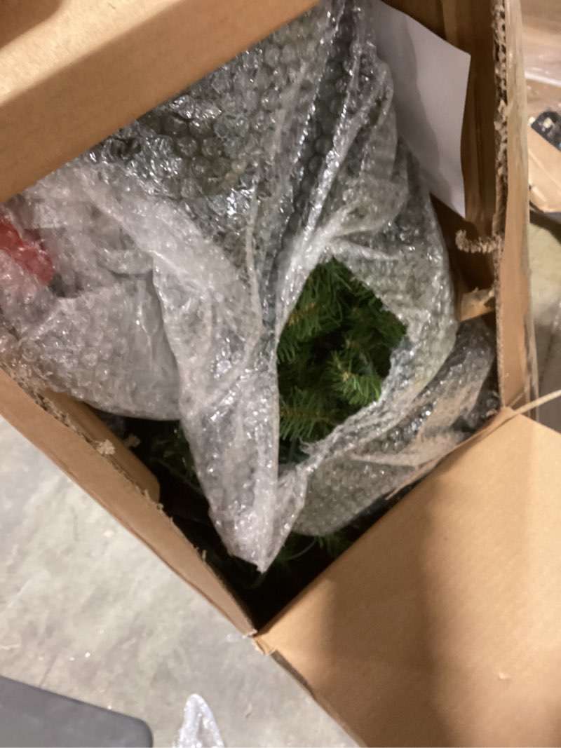 Condition photo showing As Is for National Tree Company Pre-Lit Artificial Christmas Tree  Green  Dunhill Fir  Clear Lights  Includes Stand  6.5 Feet