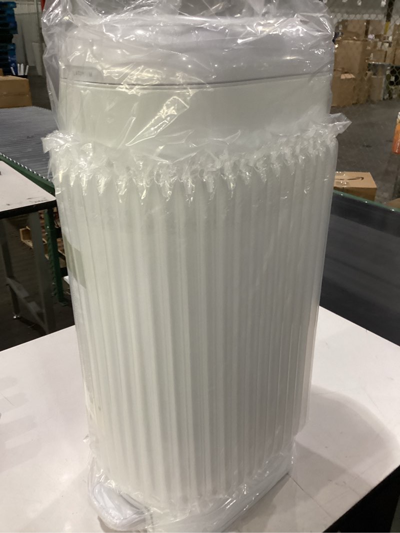 Condition photo showing As Is for similar to stock photo white no bags included diaper genie platinum pail (white is made in durable stainless steel and includes 1 easy roll refill with 18 bags that can last up to 5 months.
