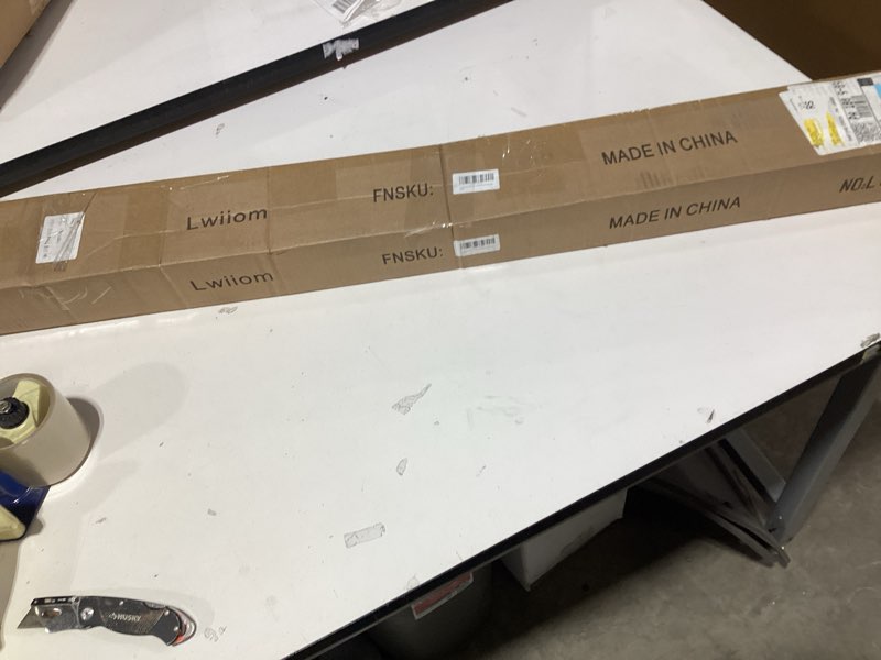 Condition photo showing As Is for 2 pack brass disc curtain rods, 48-84 inches window curtain rod,adjustable room darkening drapery rod with aluminum finials and brackets,wrap around design 48-84" & 2pcs brass