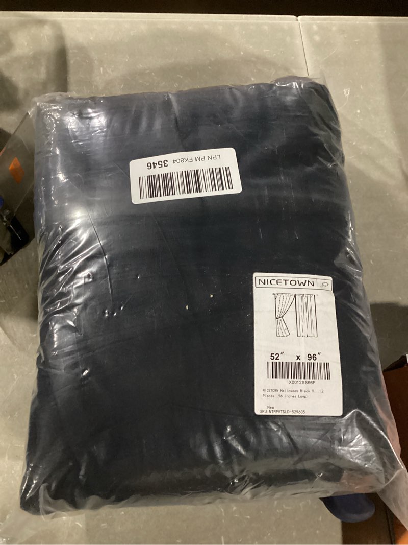 Condition photo showing Good Condition for NICETOWN Black Velvet Blackout Curtains 96 inch Long for Bedroom and Living Room, Thermal Curtains Solid Heavy Rod Pocket Drapes/Window Treatments for Hall, Theater (2 Pieces, 52 W)